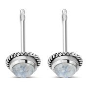 Rainbow Moonstone Stud Silver Earrings, e337